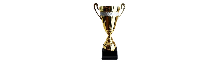 LARGE GOLD AND SILVER METAL HANDLED TROPHY CUP - 3 SIZES - 49CM to 59CM LARGE GOLD AND SILVER METAL HANDLED TROPHY CUP - 3 SIZES - 49CM to 59CM